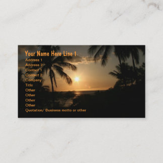 Tarjeta De Visita Puesta del sol de la playa de la palmera