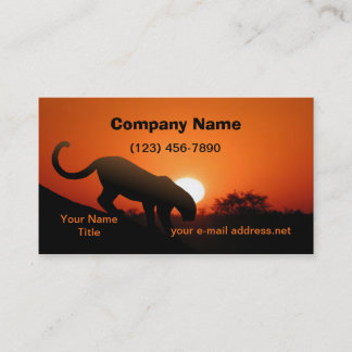 Tarjeta De Visita Puesta del sol de la silueta del leopardo