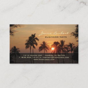 Tarjeta De Visita Puesta del sol hawaiana de la playa de PixDezines