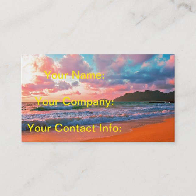 Tarjeta De Visita Puesta del sol hawaiana tropical (Anverso)