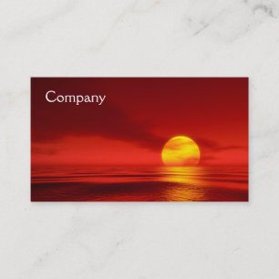 Tarjeta De Visita Puesta del sol roja sobre el océano