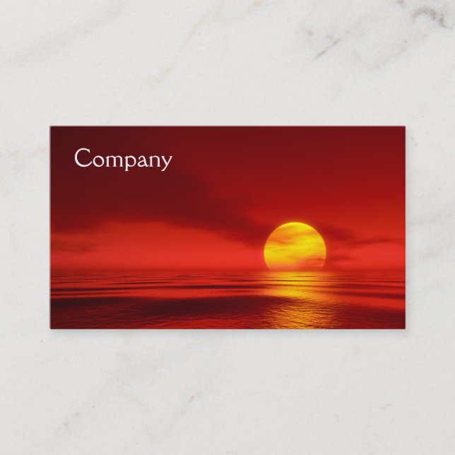 Tarjeta De Visita Puesta del sol roja sobre el océano (Anverso)