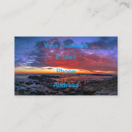 Tarjeta De Visita Puesta del sol tropical en la playa rocosa