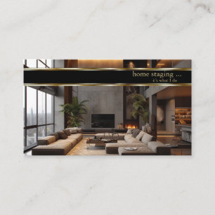 Tarjeta De Visita Puesta en escena de hogar decorador elegante en or