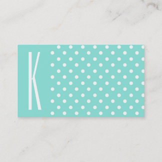Tarjeta De Visita Puestos Aqua Turquesa y Polka Blanco