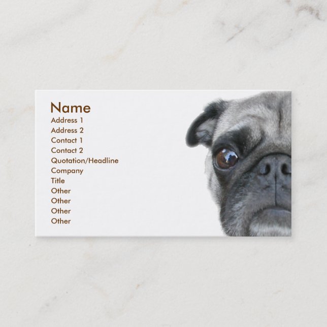 Tarjeta De Visita Pug Business Card (Anverso)