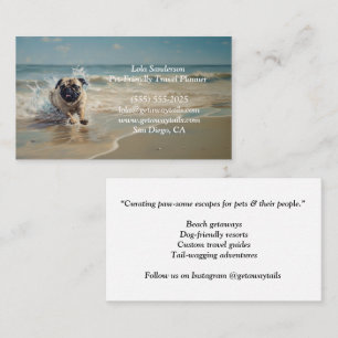 Tarjeta De Visita Pug Feliz en la Playa personalizable