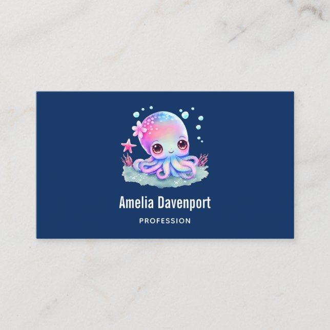 Tarjeta De Visita Pulpo Adorable Criatura Marina (Anverso)