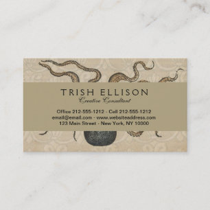 Tarjeta De Visita Pulpo Kraken Antiguo Marino Vida Silvestre Costera