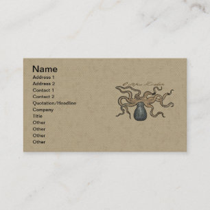 Tarjeta De Visita Pulpo Kraken Antiguo Marino Vida Silvestre Costera