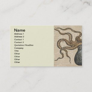 Tarjeta De Visita Pulpo Kraken Antiguo Marino Vida Silvestre Costera