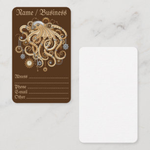 Tarjeta De Visita Pulpo Steampunk Retro Fantasía Mecánica