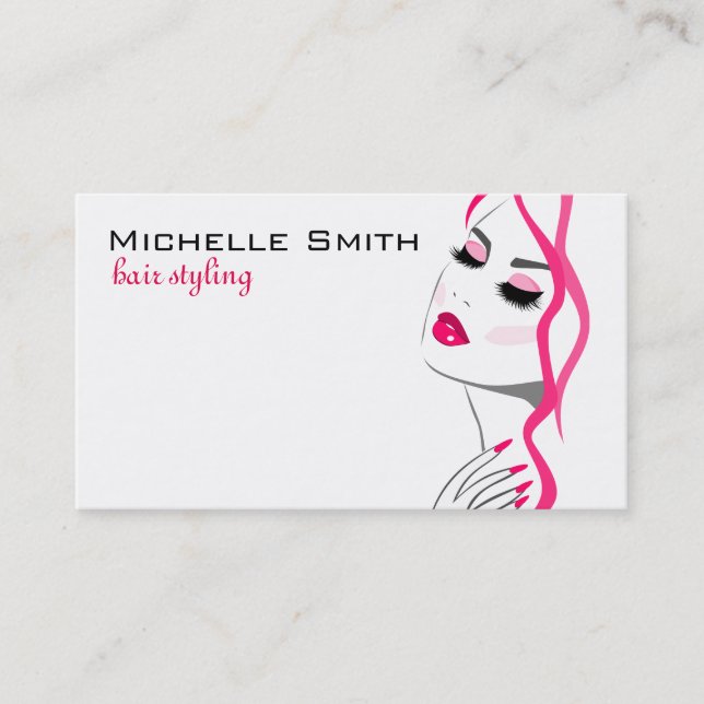 Tarjeta De Visita Pulsaciones Manicure Hair Chica Rosa Belleza Brand (Anverso)