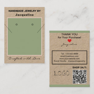 Tarjeta De Visita Pulsera de Kraft Pendientes Logo del sitio web Cód