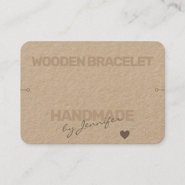 Tarjeta De Visita Pulsera simple de papel natural rústico hecho a ma (Anverso)