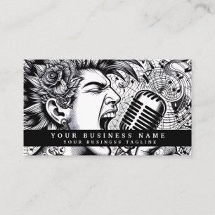 Tarjeta De Visita Punk Rock Moderno Mohawk Enojado
