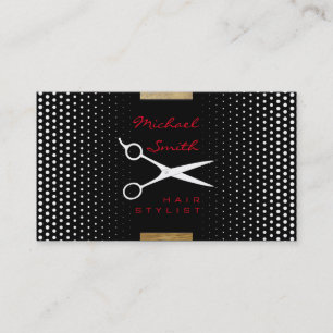 Tarjeta De Visita Punto de Polka Blanco Moderno De Estilo Cabello
