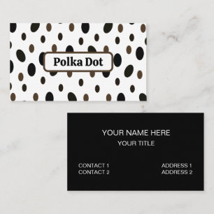 Tarjeta De Visita Punto de polka marrón negro