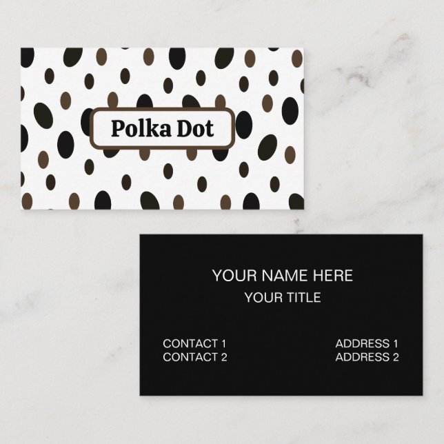 Tarjeta De Visita Punto de polka marrón negro (Anverso / Reverso)