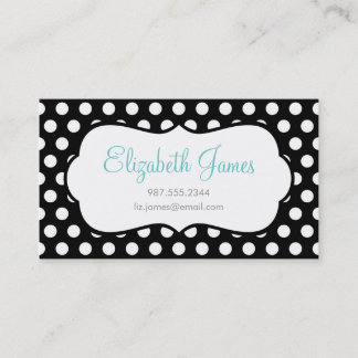 Tarjeta De Visita Punto de Polka Negro