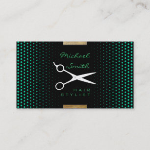 Tarjeta De Visita Punto de polka verde caribeño moderno estilo cabel