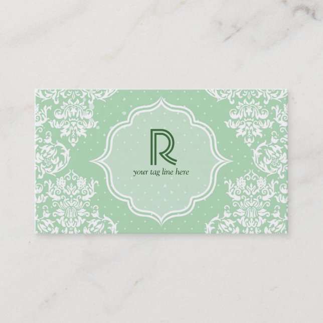 Tarjeta De Visita Punto de Polka Verde Pastel y plantilla con elegan (Anverso)