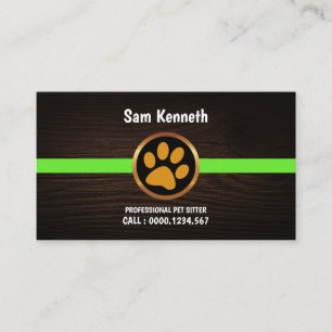Tarjeta De Visita Punto Mascota de madera de madera de color dorado
