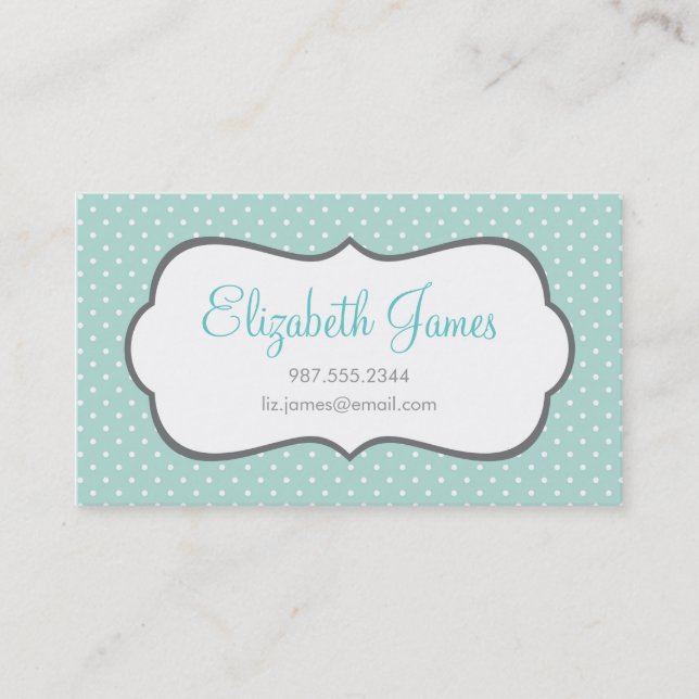 Tarjeta De Visita Punto Mint Polka (Anverso)