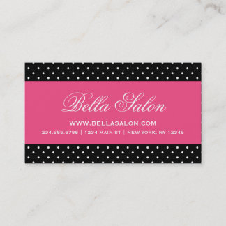 Tarjeta De Visita Punto moderno de polka negro y rosa