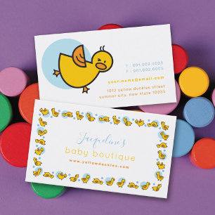 Tarjeta De Visita Puntos Azules Y Patitos Amarillos Pequeños y Lindo