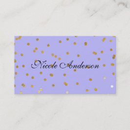 Tarjeta De Visita Puntos de confeti púrpura y dorado Glamour Moderno