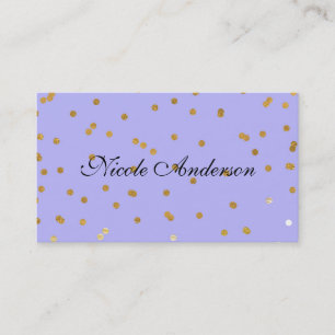 Tarjeta De Visita Puntos de confeti púrpura y dorado Glamour Moderno