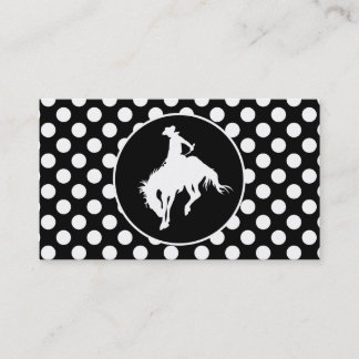Tarjeta De Visita Puntos de Polka blancos y negros; Vaquero Rodeo