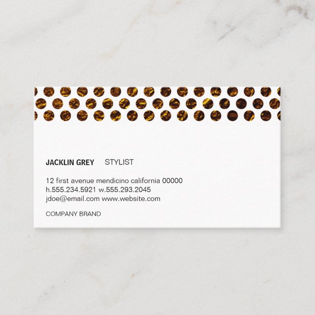 Tarjeta De Visita Puntos de Polka de lago dorado (blanco) (Anverso)