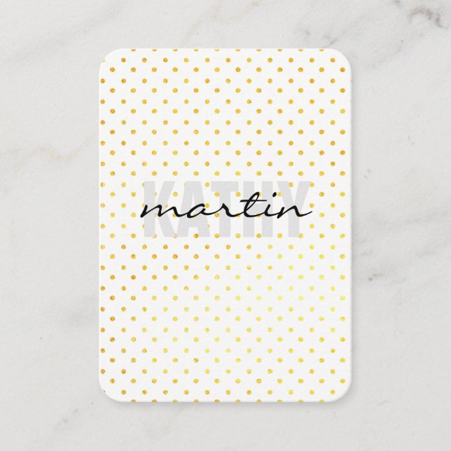 Tarjeta De Visita Puntos de polka de texto negrita y cursiva (Anverso)