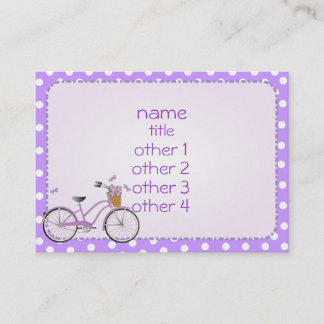 Tarjeta De Visita Puntos de polka morado y en bicicleta
