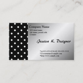 Tarjeta De Visita puntos de polka negros y blancos frescos