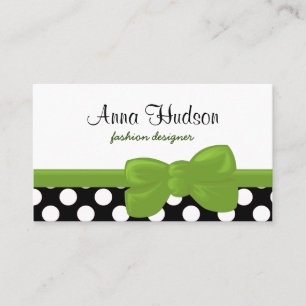 Tarjeta De Visita Puntos de polka negros y blancos, patrón de punto