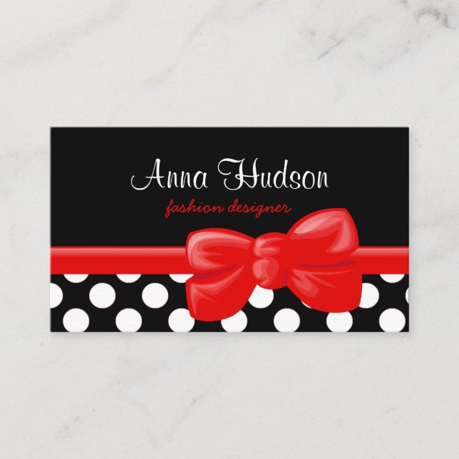 Tarjeta De Visita Puntos de polka negros y blancos, patrón de punto  (Anverso)