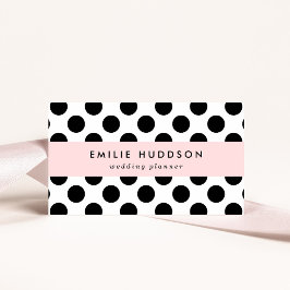 Tarjeta De Visita Puntos de polka, patrón de puntos de polka, negro 