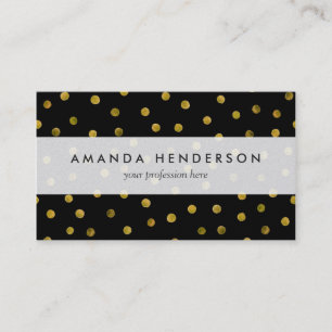 Tarjeta De Visita Puntos elegantes del confeti del negro y del