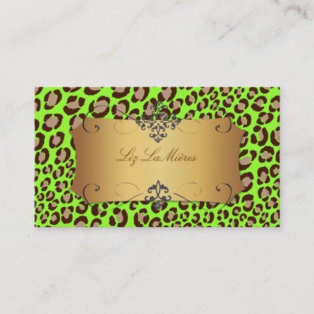 Tarjeta De Visita Puntos Leopardo/verde neón/tarjetas de visita (Anverso)