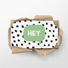 Tarjeta De Visita Puntos negros modernos y discurso de burbuja verde