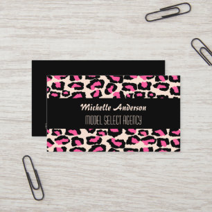 Tarjeta De Visita Puntos rosados femeninos elegantes del guepardo