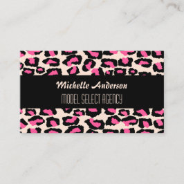 Tarjeta De Visita Puntos rosados femeninos elegantes del guepardo