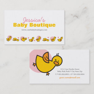 Tarjeta De Visita Puntos rosados lindos divertidos juguetones patito