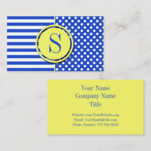 Tarjeta De Visita Puntos y franjas reales de Polka azul por STaylor