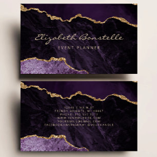 Tarjeta De Visita Purple Agate Gold Purpurina Luxury