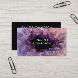 Tarjeta De Visita Purple amethyst gemstone profesional negro