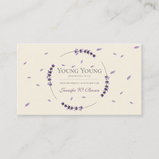 Tarjeta De Visita Purple beige Lavender Circle Frame Essential Oils